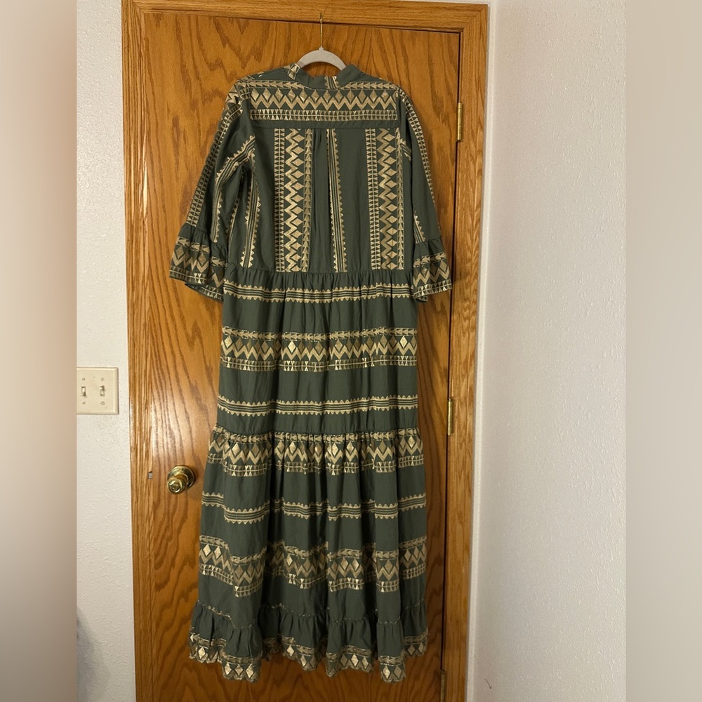 Aether Concept Cotton Bohemian Green Maxi Dress - NWT - Size S (Oversized) - Picture 3 of 13